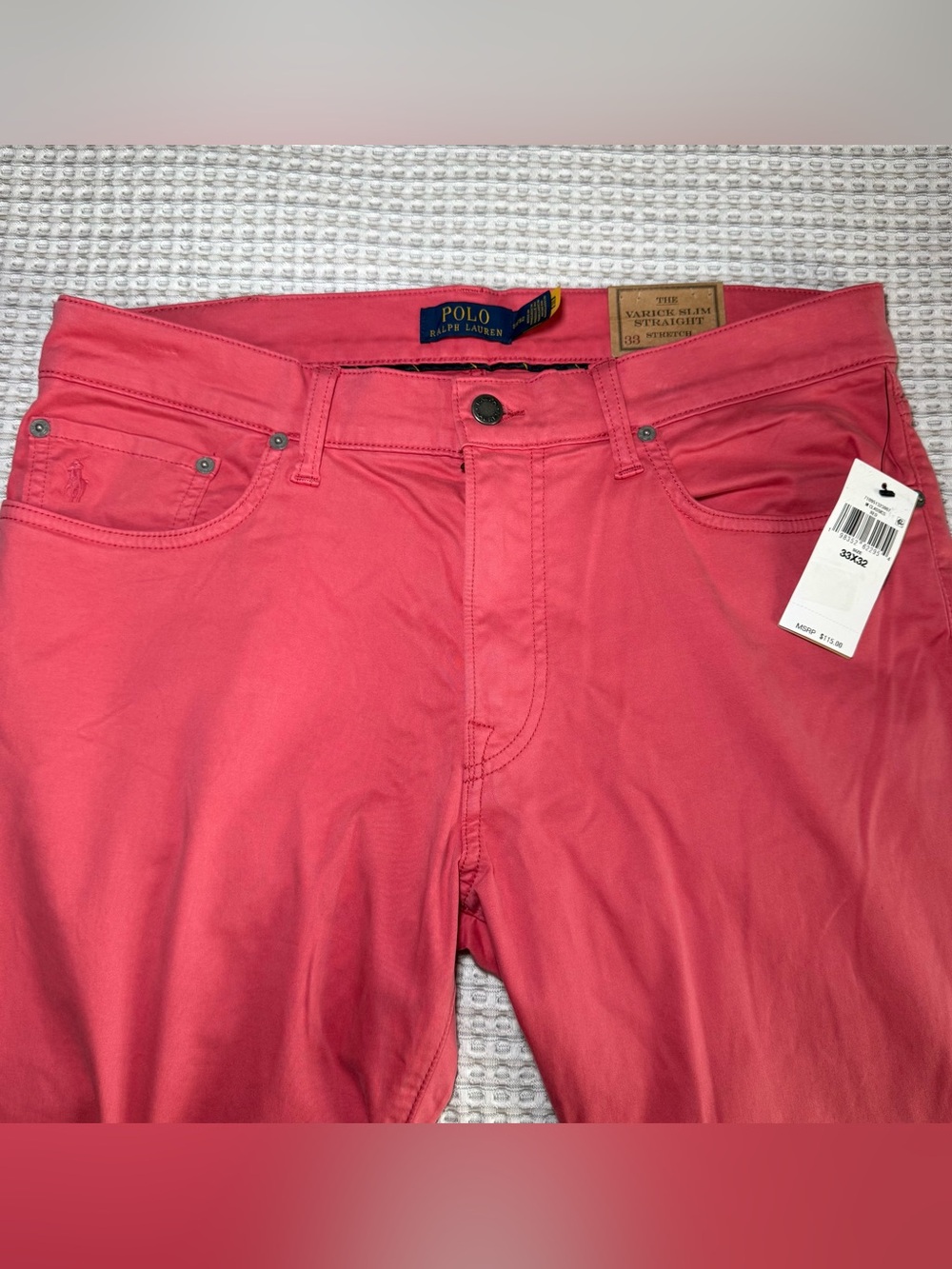 New Polo Ralph Lauren The Varick Slim Straight Men’s Size 33x32 Pants Salmon - Picture 4 of 13